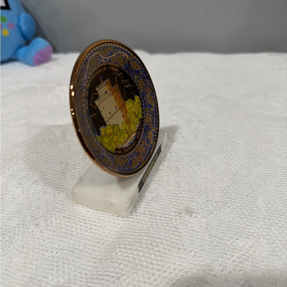 Greece Heritage Ceramic Plate with Blue and Gold Detailing - Picture 5 of 7